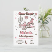 Space Cowgirl Western Birthday Party Einladung (Stehend Vorderseite)