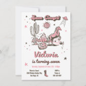 Space Cowgirl Western Birthday Party Einladung (Vorderseite)