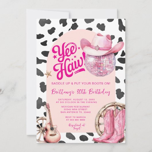 Space Cowgirl Western Cowgirl 30. Geburtstag Einladung (Vorderseite)