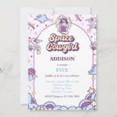 Space Cowgirl Western Geburtstag Einladung (Vorderseite)