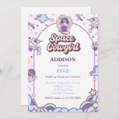 Space Cowgirl Western Geburtstag Einladung (Vorne/Hinten)