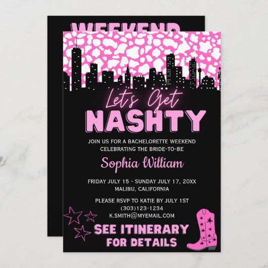 Space Cowgirl Wüste Lass uns Nashty Bach holen Einladung (Vorne/Hinten)