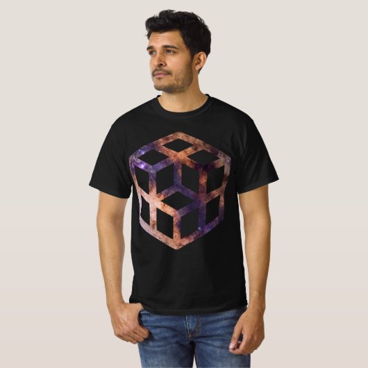 Space Cube Grid Astro Geometry T - Shirt (Vorne ganz)
