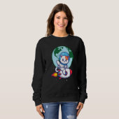 Space Cute Cat Outerspace Rocket Earth Sweatshirt (Vorne ganz)