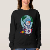 Space Cute Cat Outerspace Rocket Earth Sweatshirt (Vorderseite)