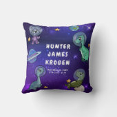 Space Dino Dinosaurs Planet Star Baby Birth Stats Kissen (Rückseite)