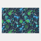 Space Dinos Wrapping Flat Sheet Set 3 Geschenkpapier Set (Vorderseite)