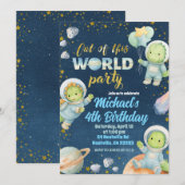 Space Dinosaur Birthday Invitation Einladung (Vorne/Hinten)