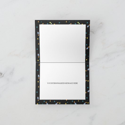 Space Dinosaur Galaxy Danke Karte (Innenseite)