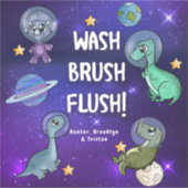 Space Dinosaurier Astronauts Sterne Planeten Badez Aufkleber (Vorderseite)