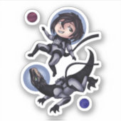 Space Dinosaurier Aufkleber (Vorderseite)