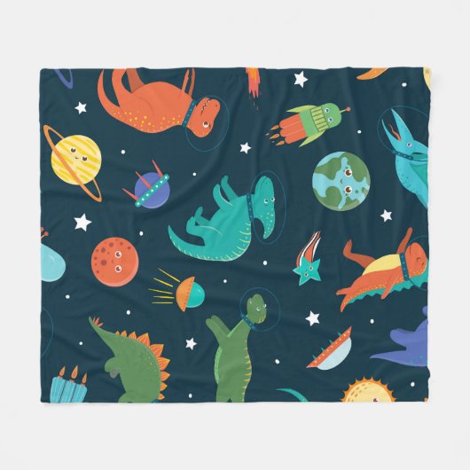 Space Dinosaurier Fleecedecke (Vorderseite (Horizontal))