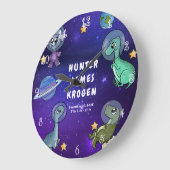 Space Dinosaurier Galaxy Planets Stars Baby Kinder Große Wanduhr (Winkel)