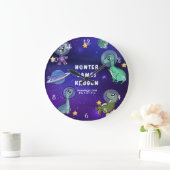 Space Dinosaurier Galaxy Planets Stars Baby Kinder Große Wanduhr (Zuhause)