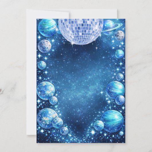 Space Disco 4th Birthday READY FOUR A PARTY Einladung (Rückseite)