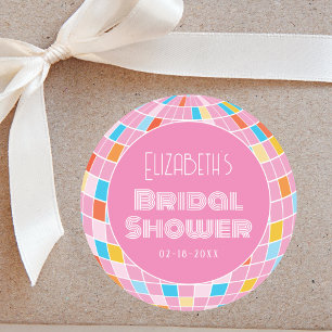 Space Disco Pink Brautparty Party Runder Aufkleber