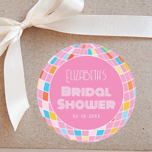 Space Disco Pink Brautparty Party Runder Aufkleber