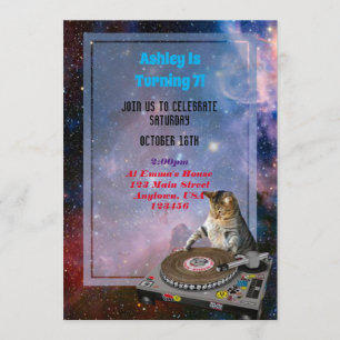 Space Dj Cat Funny Einladung