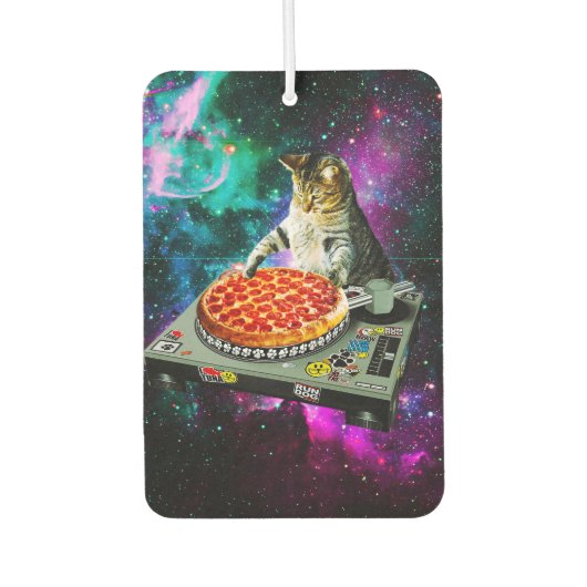 Space dj cat pizza autolufterfrischer (Vorderseite)