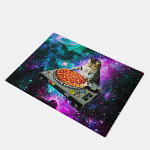 Space dj cat Pizza Fußmatte