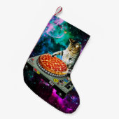 Space dj cat pizza kleiner weihnachtsstrumpf (Vorderansicht (hängend))