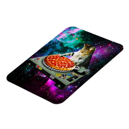Space dj cat pizza magnet (Linke Seite)
