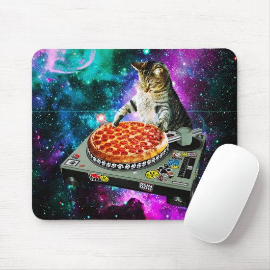 Space dj cat pizza mousepad (Mit Mouse)