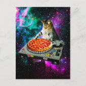 Space dj cat pizza postkarte (Vorderseite)