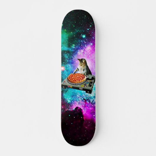 Space dj cat Pizza Skateboard (Vorne)