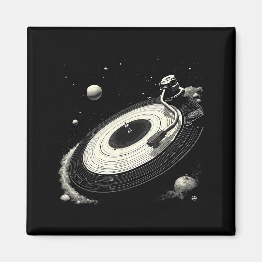 Space-DJs für Männer Solar System Vinyl-Schallplat Magnet (Vorne)