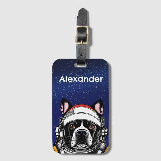 Space Dog Personalisieren Gepäckanhänger (Vorderseite Vertikal)