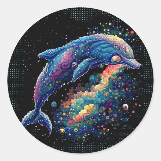 Space Dolphin Runder Aufkleber (Vorderseite)