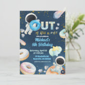 Space donuts Boy Birthday Invitation Einladung (Stehend Vorderseite)