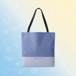 Space Doodle Lavendelblau personalisierter Name Tasche