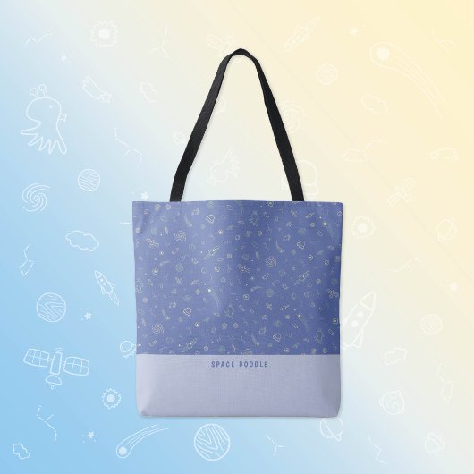 Space Doodle Lavendelblau personalisierter Name Tasche