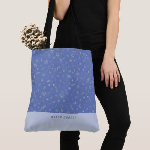 Space Doodle Lavendelblau personalisierter Name Tasche