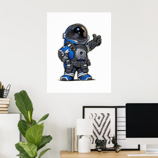 Space Engineers Cartoon Poster - Blau (Heimbüro)