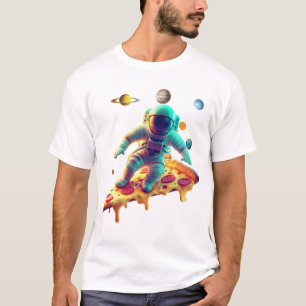Space Explorer Astronaut auf Pepperoni Pizza Slice T-Shirt