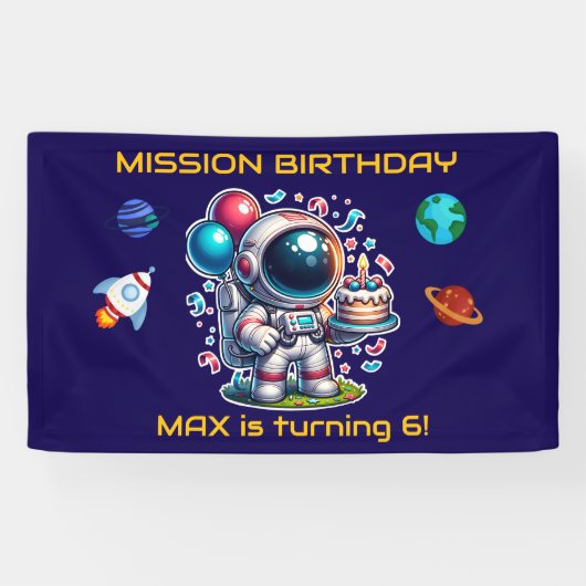  Space Explorer Astronaut Birthday Banner Boy (Horizontal)