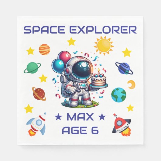 Space Explorer Astronaut Birthday Napkins Custom Serviette (Vorderseite)