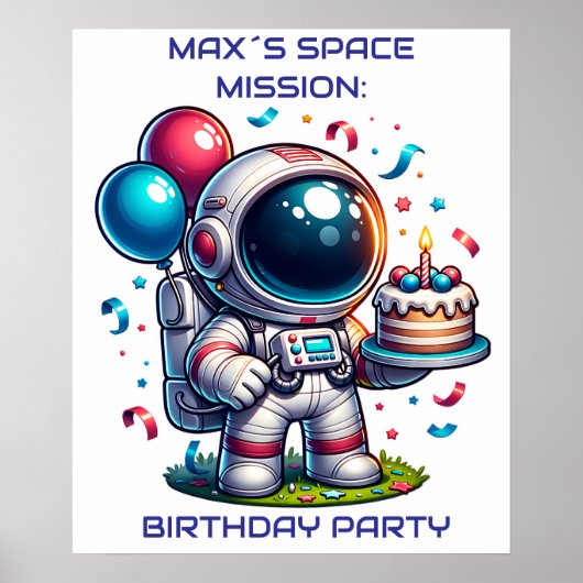 Space Explorer Astronaut Birthday Poster Custom (Vorne)