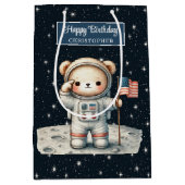 Space Explorer Bear Geschenktasche für Junge Gebur Mittlere Geschenktüte (Vorderseite)