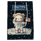Space Explorer Bear Geschenktasche für Junge Gebur Mittlere Geschenktüte (Rückseite)