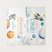 Space Explorer Boy Birthday Begrüßungsbanner Wandteppich (Vorderseite (Horizontal))