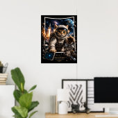 Space Explorer Cat 3D Pop-Up-Wandkunstposter Poster (Heimbüro)