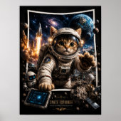 Space Explorer Cat 3D Pop-Up-Wandkunstposter Poster (Vorne)