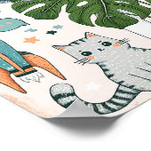 Space Explorer Einhorn mit Katzenkindern Wand Kuns Poster (Ecke)