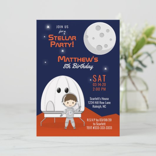 Space Explorer Einladung (Stehend Vorderseite)