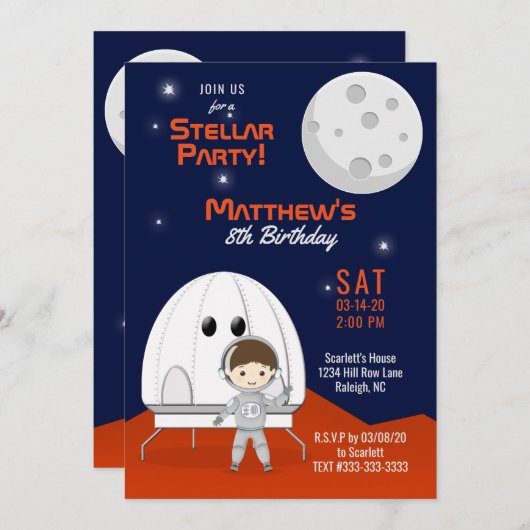 Space Explorer Einladung (Vorne/Hinten)