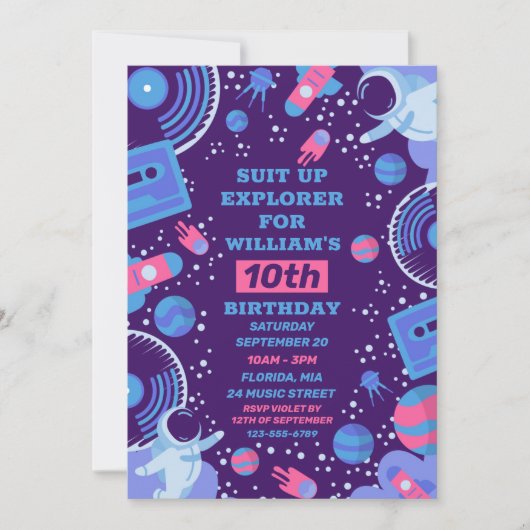 Space Explorer Einladung (Vorderseite)